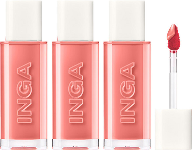 INGA Cosmetics 水光潤澤唇釉, 馥郁鮭魚粉, 4.5g, 3個