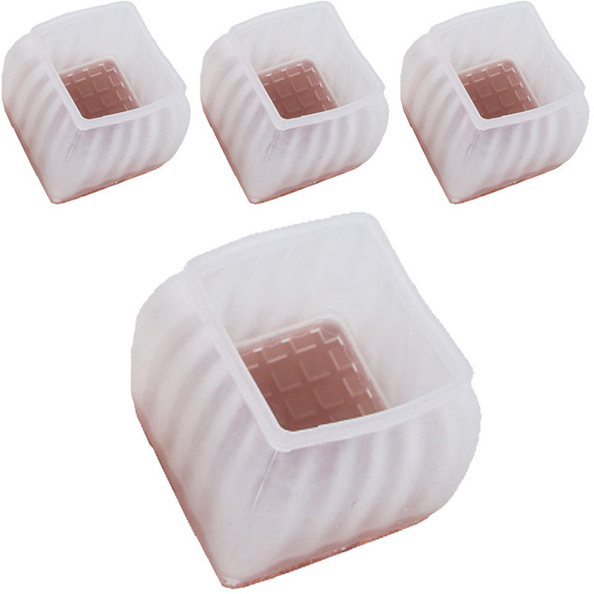 AXIS 艾克思 加厚方形豎紋桌椅防刮毛氈底TPE腳套 四件組, 1組, 白色