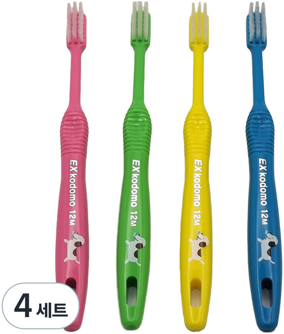코도모 어린이 칫솔 12M, 혼합색상, 4개입, 4세트