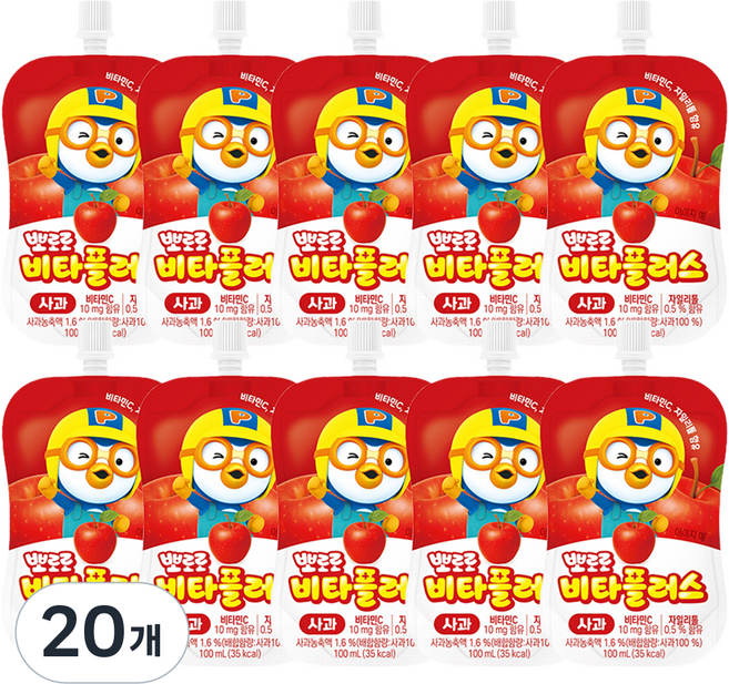 Pororo 淘氣小企鵝 Vita Plus 蘋果飲品, 20個, 100ml