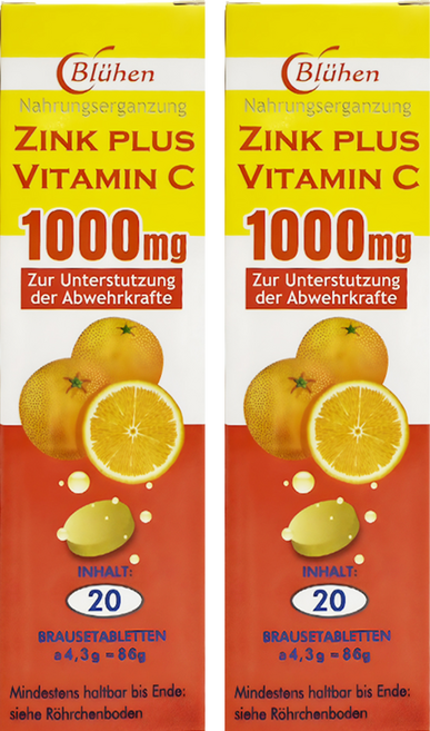 Bluhen 速補美C含鋅發泡錠 1000mg, 2個, 20顆