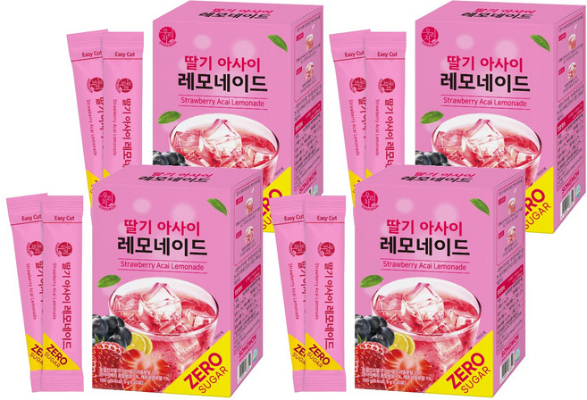 우리차 딸기 아사이 레모네이드 분말, 5g, 20개입, 4개