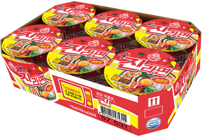 오뚜기 진라면 매운맛 용기 110 g, 6개