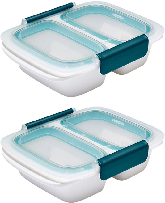 옥소 굿그립 프렙 앤 고 2칸 분리 밀폐용기 0.4L, 2개, 단품