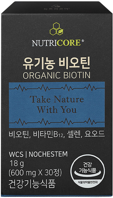 뉴트리코어 유기농 비오틴, 30정, 1개