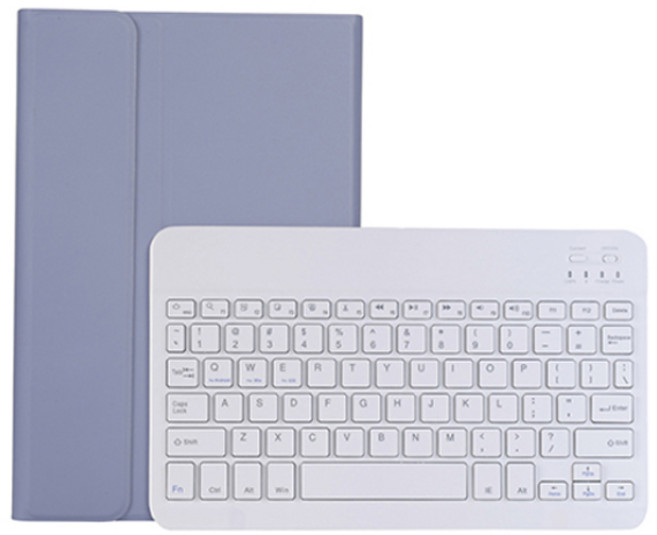 태블릿PC 다이어리형 펜슬 거치 고급 블루투스 키보드 + 케이스 세트 T102, 퍼플, 1개