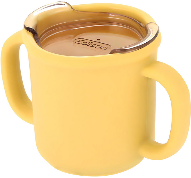 에디슨 프리미엄 실리콘 트레이닝 컵, 옐로우, 1개, 200ml