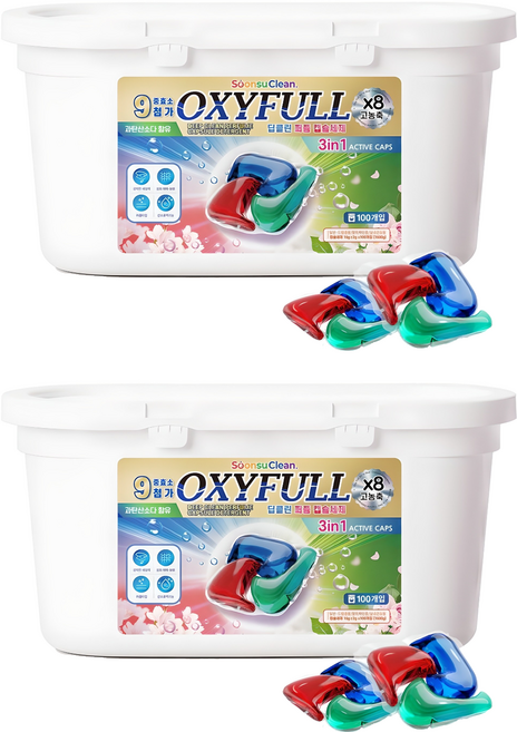 순수크린 옥시풀 딥클린 퍼퓸 캡슐세제, 100개입, 2개
