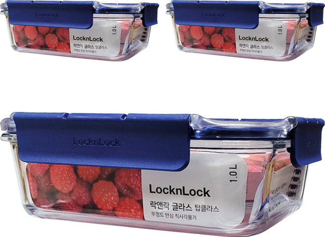 LocknLock 樂扣樂扣 頂級透明耐熱玻璃保鮮盒, 1組, 3個容器 + 3個蓋子