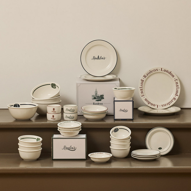 메종오브제 로렌스 런던 4인 홈 식기 30p, 그린 + 레드 + 블루, 공기 4p + 대접 4p + 구프 찬기 S 4p + 구프 찬기 M 2p + 소스볼 4p + 원형접시S 4p + 원형접시M 2p + 원형접시L 2p + 면기 4p, 1세트