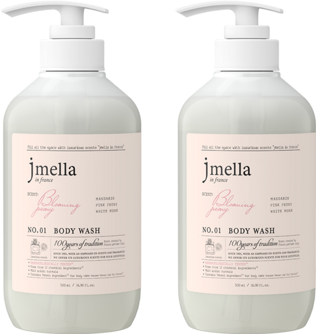 jmella 法式漫舞香水沐浴乳 Blooming Peony 法國訂製香氛 含植物精油 無添加化學成分, 500ml, 2瓶