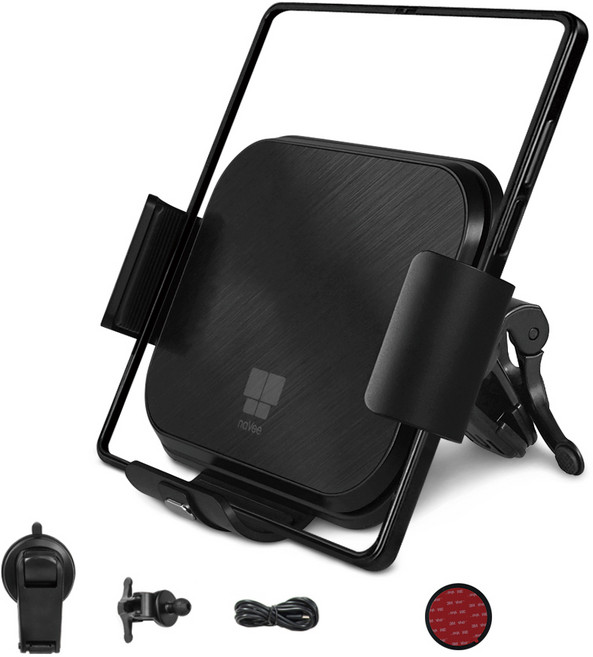나비 폴드젯 차량용 무선 충전 거치대, 블랙, NV124-FFZ2Q