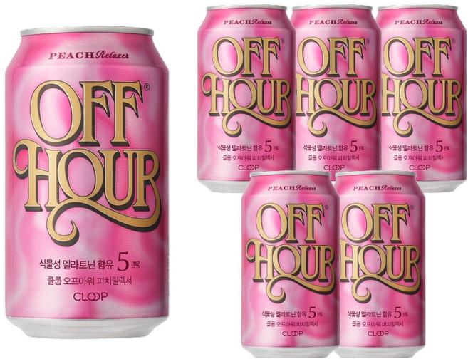 Cloop Off-Hour 植物性褪黑激素 5mg 碳酸飲料 蜜桃放鬆, 6個, 350ml