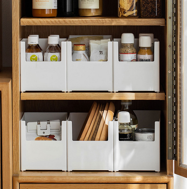 가규 국내생산 팬트리 정리함 리빙박스, 화이트, 6개