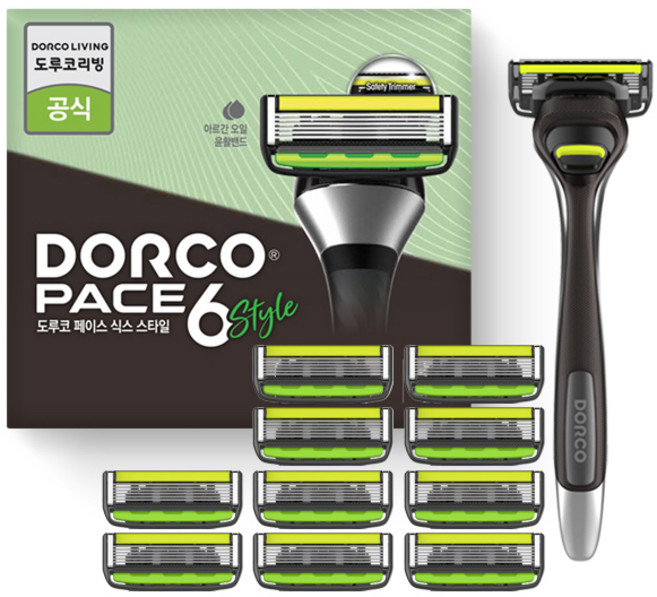 도루코 페이스 6 스타일 면도기, 면도기 + 면도날 11p, 1세트