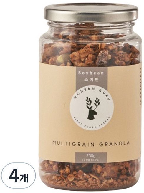모던구루 멀티그레인 소이빈 그래놀라 시리얼, 230g, 4개
