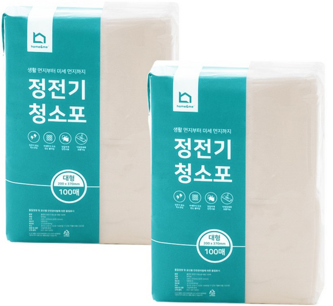 홈앤미 정전기 청소포 100매, 2개
