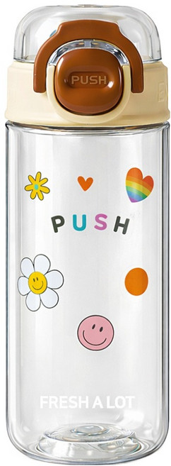 프레쉬어랏 푸시팝 트라이탄 투웨이 원터치 물병, 1개, 450ml, 크림