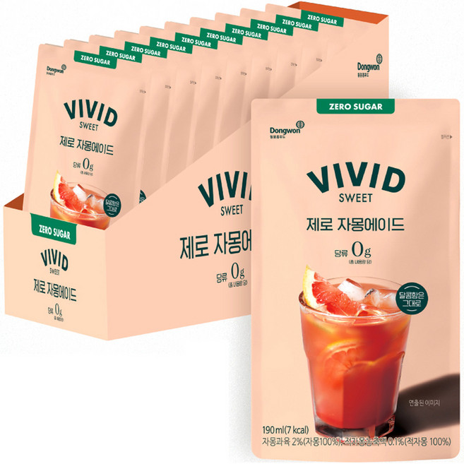 비비드스위트 제로 자몽 에이드, 190ml, 10개