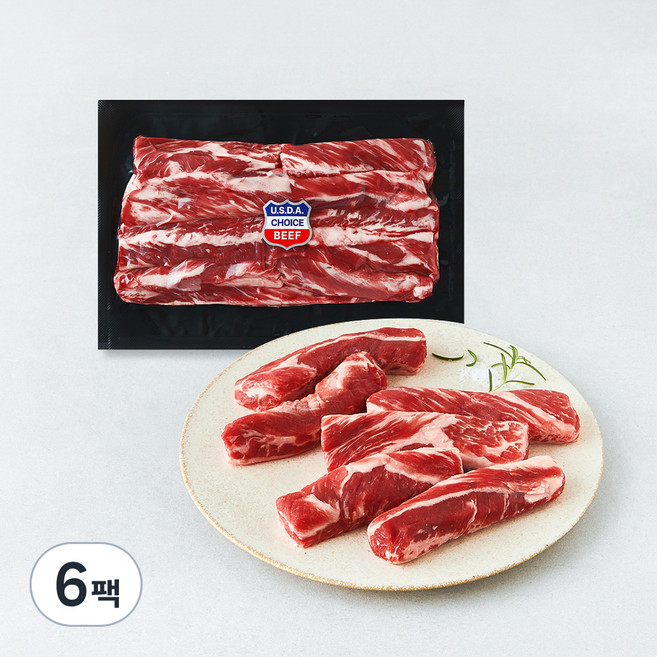 미국산 소갈비살 원육 대용량 팩 (냉장), 0.8kg, 6팩