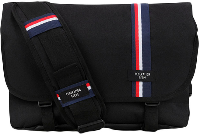 peeps essential 條紋郵差包 黑色