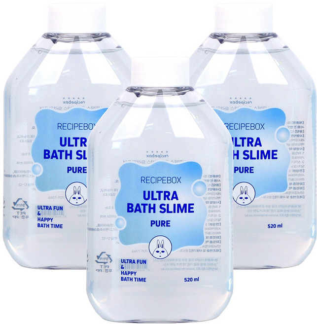 레시피박스 어린이 울트라 목욕 바스슬라임 퓨어, 520ml, 3개