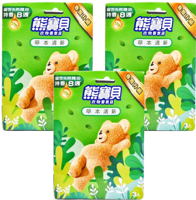 Snuggle 熊寶貝 衣物香氛袋, 草本清新, 21g, 3盒