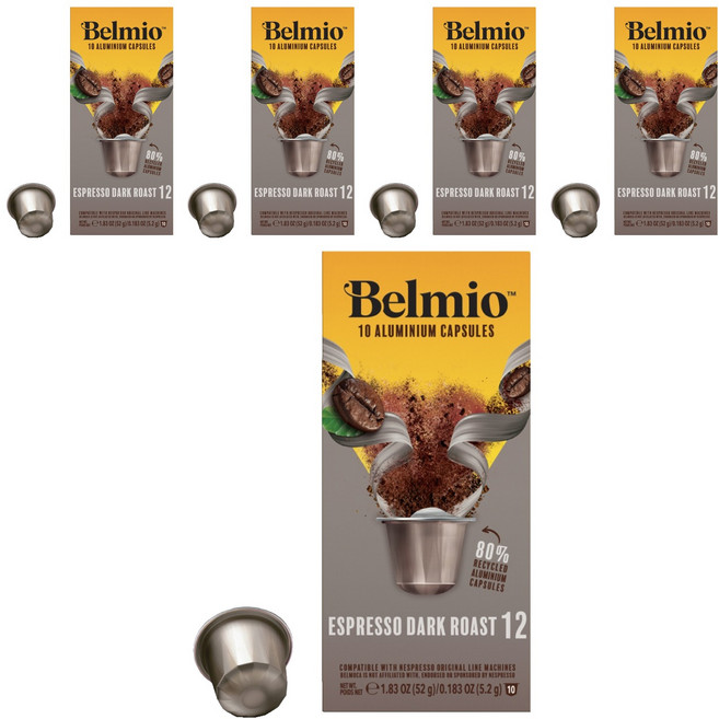 벨미오 네스프레소 호환 에스프레소 다크 로스트 캡슐커피, 5.2g, 10개입, 5개