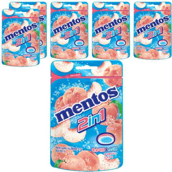 멘토스 2in1 피치소다 캔디, 45g, 6개