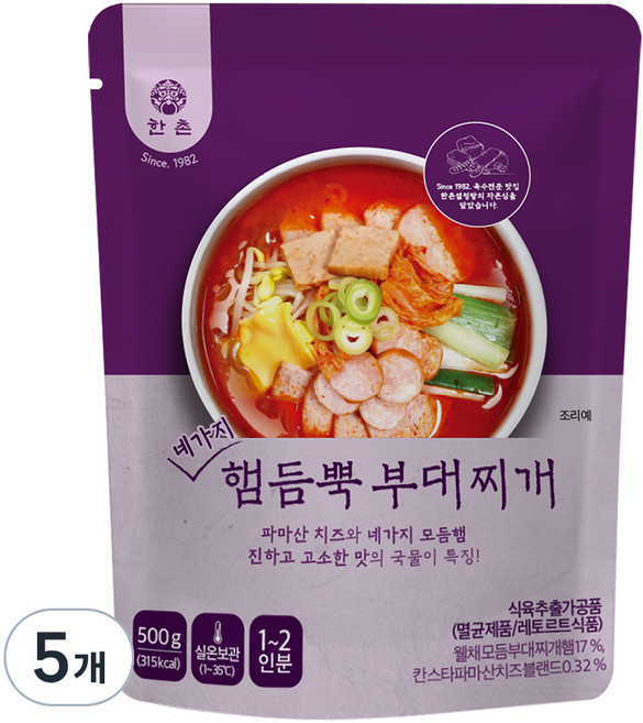 한촌 네가지 햄듬뿍 부대찌개, 5개, 500g
