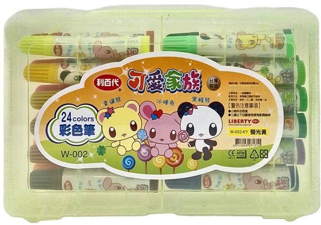 LIBERTY 利百代 可愛家族 彩色筆 螢光黃 W-002, 24色, 1盒