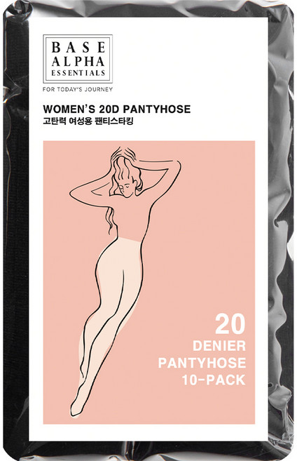베이스알파에센셜 고탄력 넉넉한 길이 팬티스타킹 20D 10p