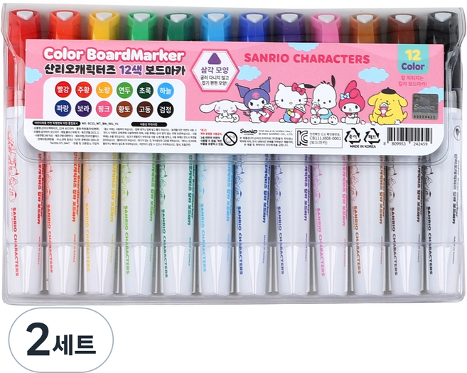 산리오 케릭터즈 보드마카 12색 세트, 혼합색상, 2세트