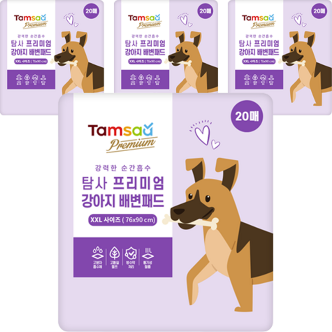 탐사 강아지 프리미엄 배변패드, 20개입, 4개