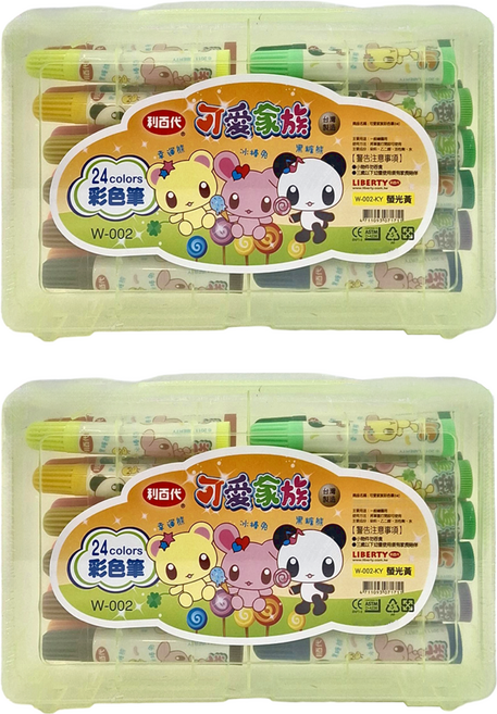 LIBERTY 利百代 可愛家族 彩色筆 螢光黃 W-002, 24色, 2盒