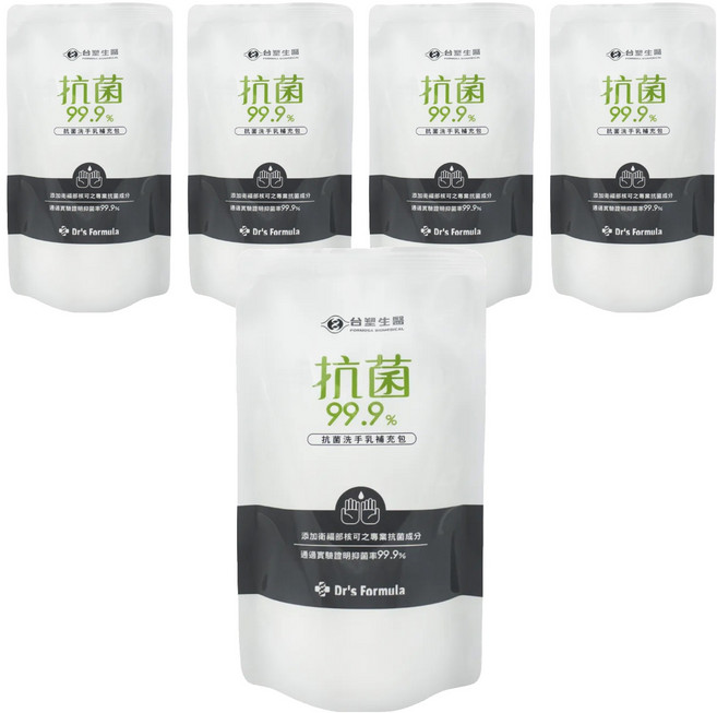 台塑生醫 Dr's Formula 抗菌洗手乳補充包, 400g, 5包