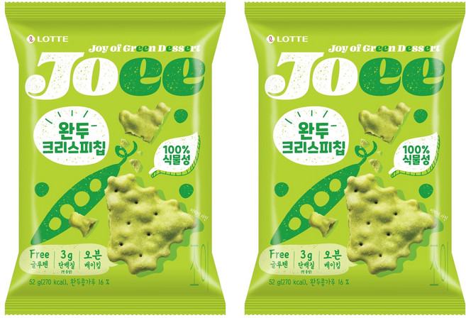 JOEE 완두 크리스피칩, 52g, 2개