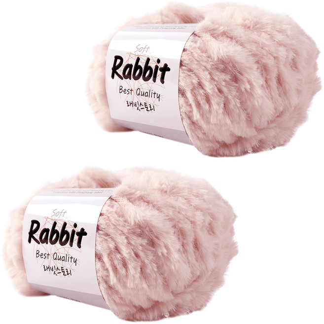 마마니트 소프트래빗 인조토끼 털실, 09 베이비핑크, 2개