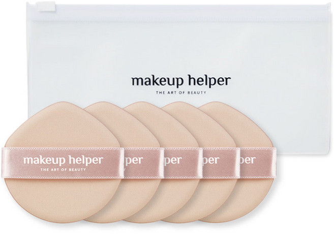 메이크업헬퍼 빅 엣지 쿠션 퍼프, 핑크베이지, 5개