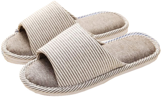 알럽홈 스트라이프 린넨 거실화, 브라운, 1개