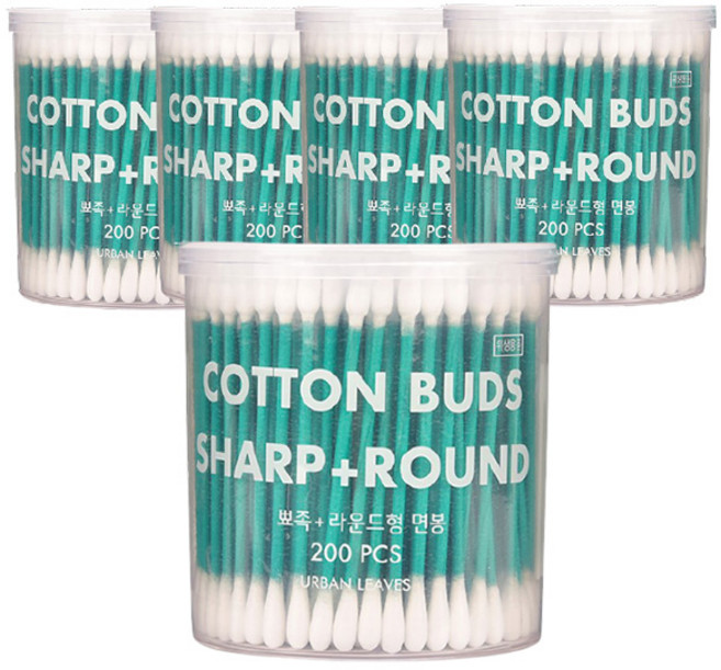 어반리브즈 뷰티면봉 라운드 + 뾰족, 200개입, 5개