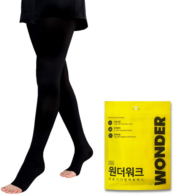 원더워크 의료기기 압박용 밴드 스타킹 블랙 발트임, 1개, 팬티형