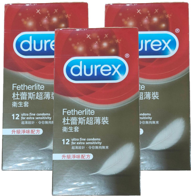 durex 杜蕾斯 台灣公司貨 超薄裝衛生套, 12個, 3盒