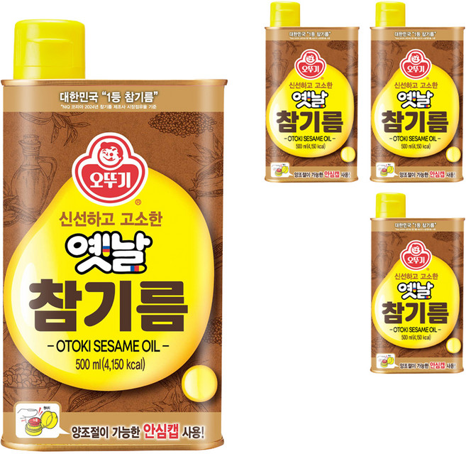 오뚜기옛날 참기름, 500ml, 4개