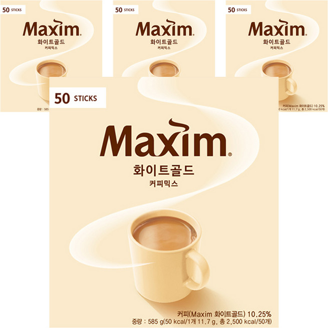 맥심 화이트골드 커피믹스, 11.7g, 50개입, 4개