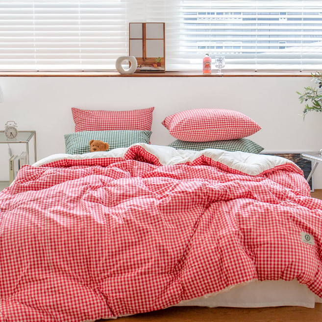 그래이불 국내 제조 순수 깅엄체크 오가닉 코튼100 침구세트