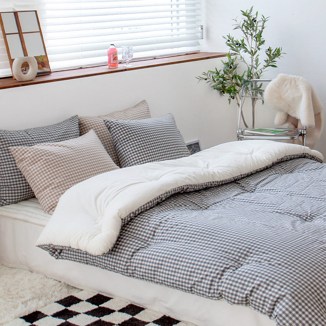 그래이불 국내 제조 순수 유기농 깅엄체크 오가닉 코튼100% 침구세트