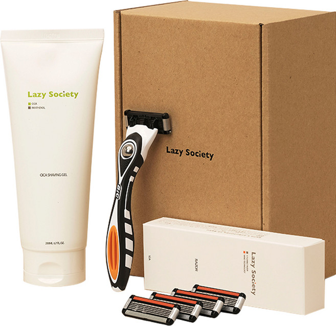 레이지소사이어티 5중 면도날 4p 핸들 + 시카쉐이빙젤 200ml, 1세트
