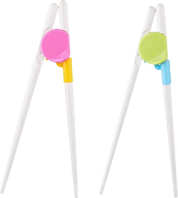 미니모 교정 젓가락, 그린 + 핑크, 1세트