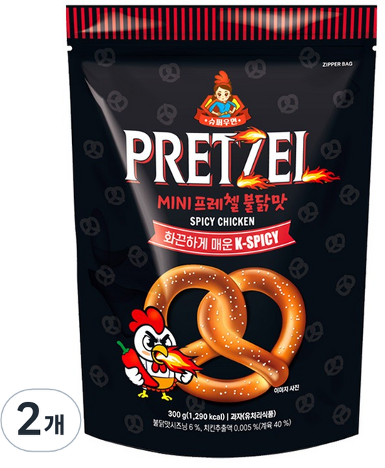 슈퍼우먼 미니프레첼 불닭맛, 2개, 300g